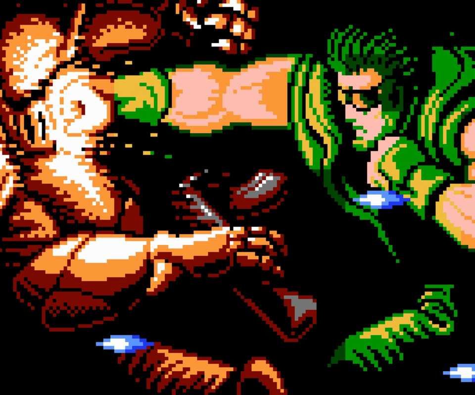 Steve punching a robot in Shatterhand