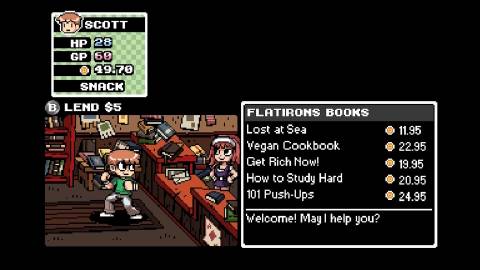 Talking to a shopkeeper in Scott Pilgrim vs the World The Game
