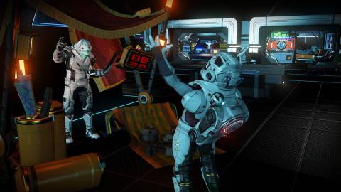 Talking to an NPC in No Mans Sky (2016)