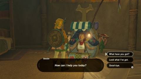 Talking to Beedle in The Legend of Zelda Breath of the Wild