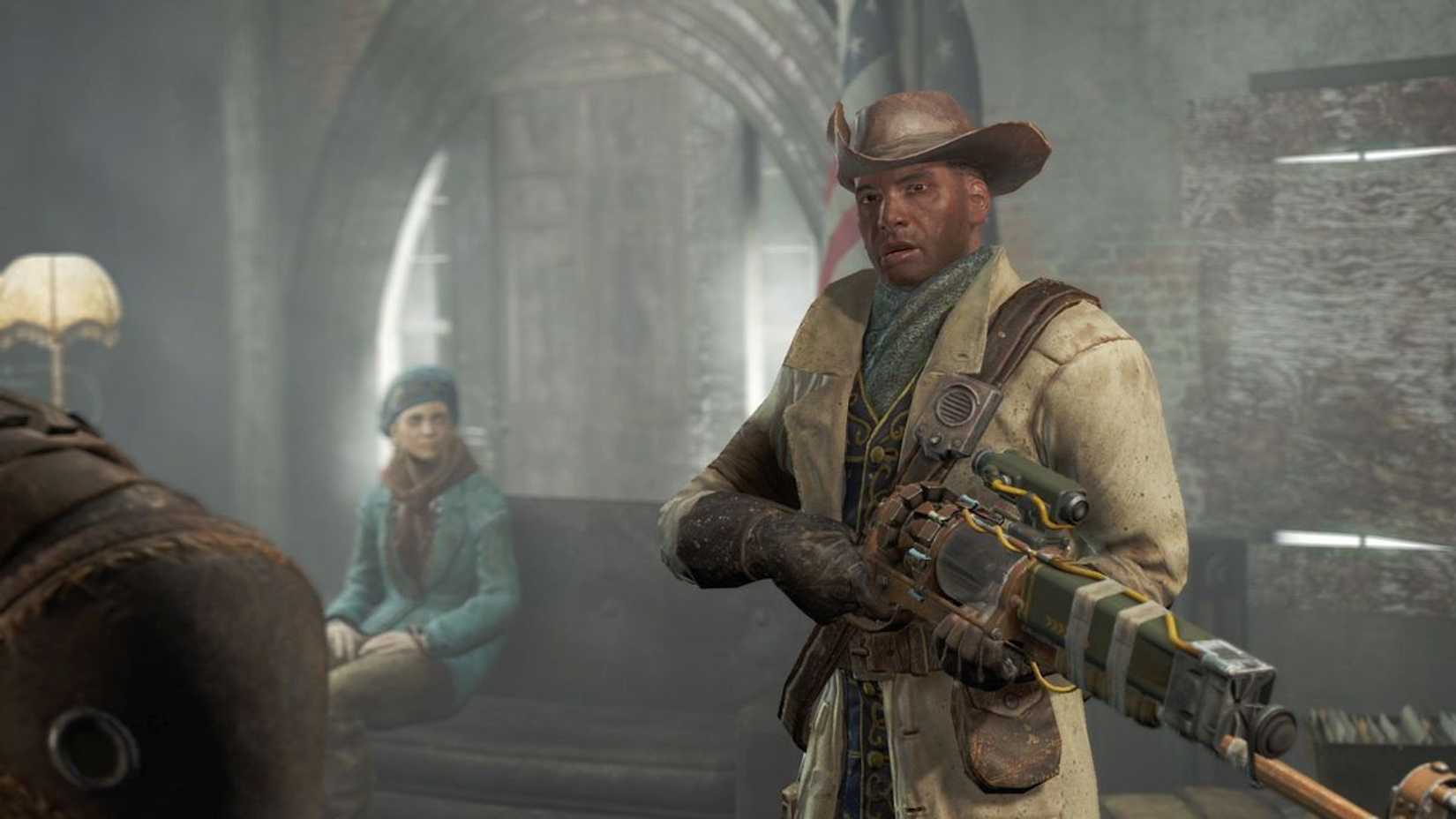 Talking to Preston in Fallout 4 (2015)