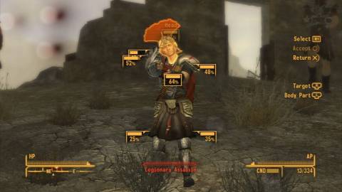 Targeting an enemy in Fallout New Vegas (2010)