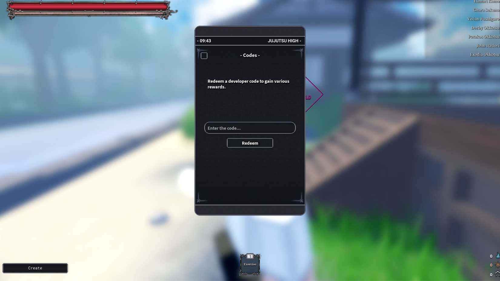 Technically Playable the codes tab