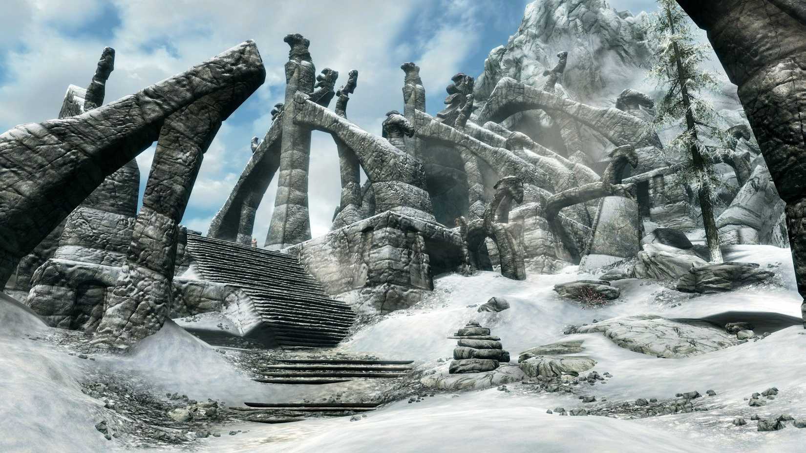The Elder Scrolls 5 Skyrim - One of the game's beautiful snowy environments