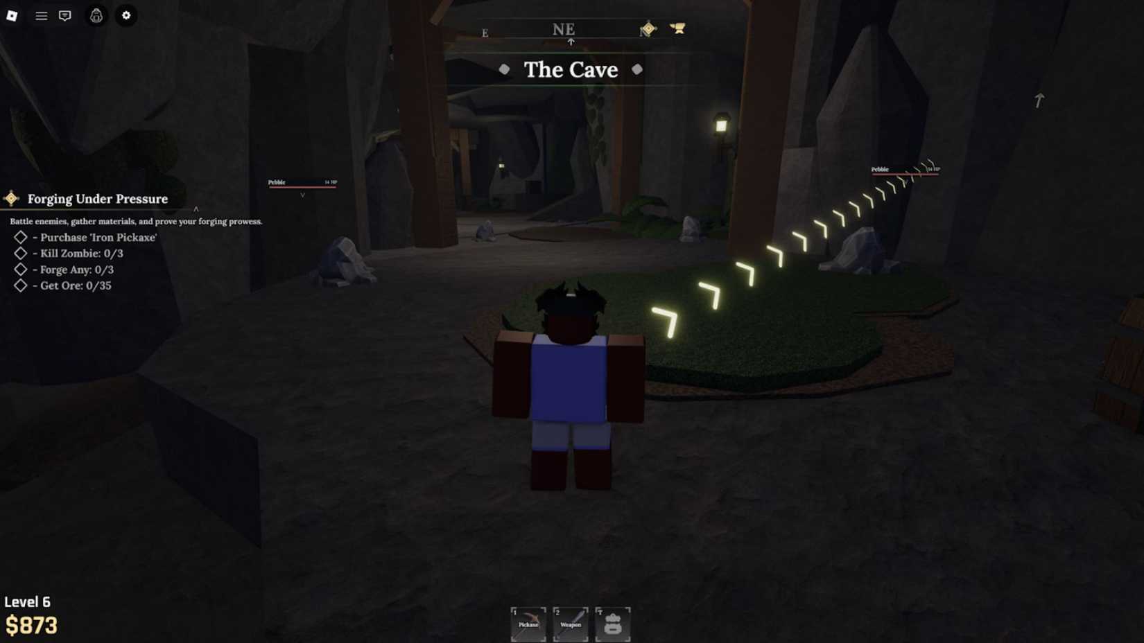 O jogador de Forge na caverna