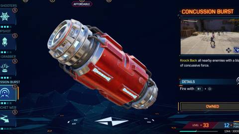 The gadget menu in Marvels Spider-Man 2 (2023)