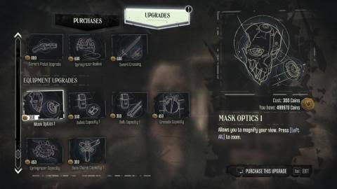 The shop menu in Dishonored (2012)