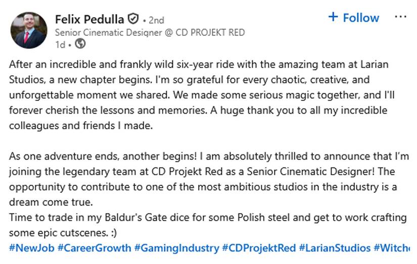 The Witcher 4 Felix Pedulla Baldur's Gate 3