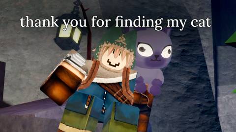 tomo the explorist got his lost cat back in roblox the forge