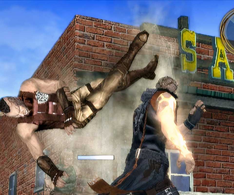 Tossing an enemy in God Hand