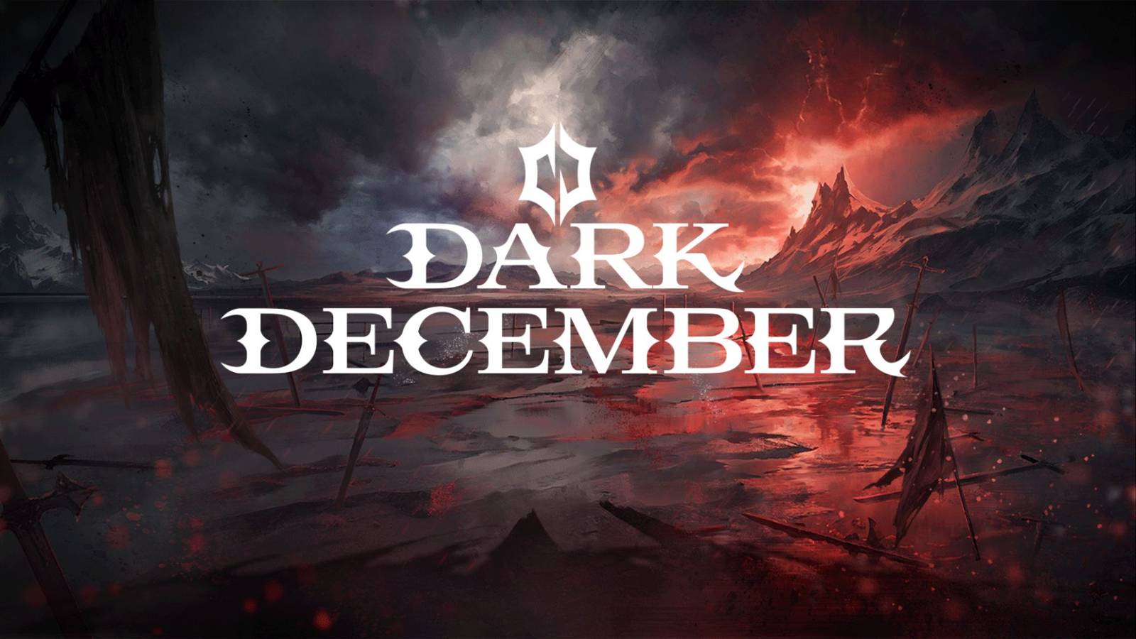 The Dark December logo in front of ruins