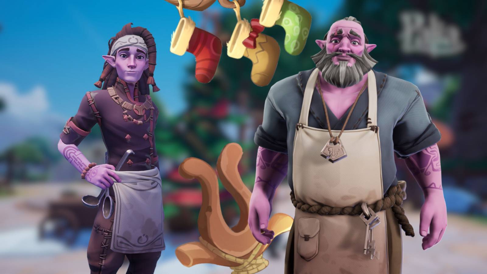 Reth and Ashura in front of Winterlights Decorations