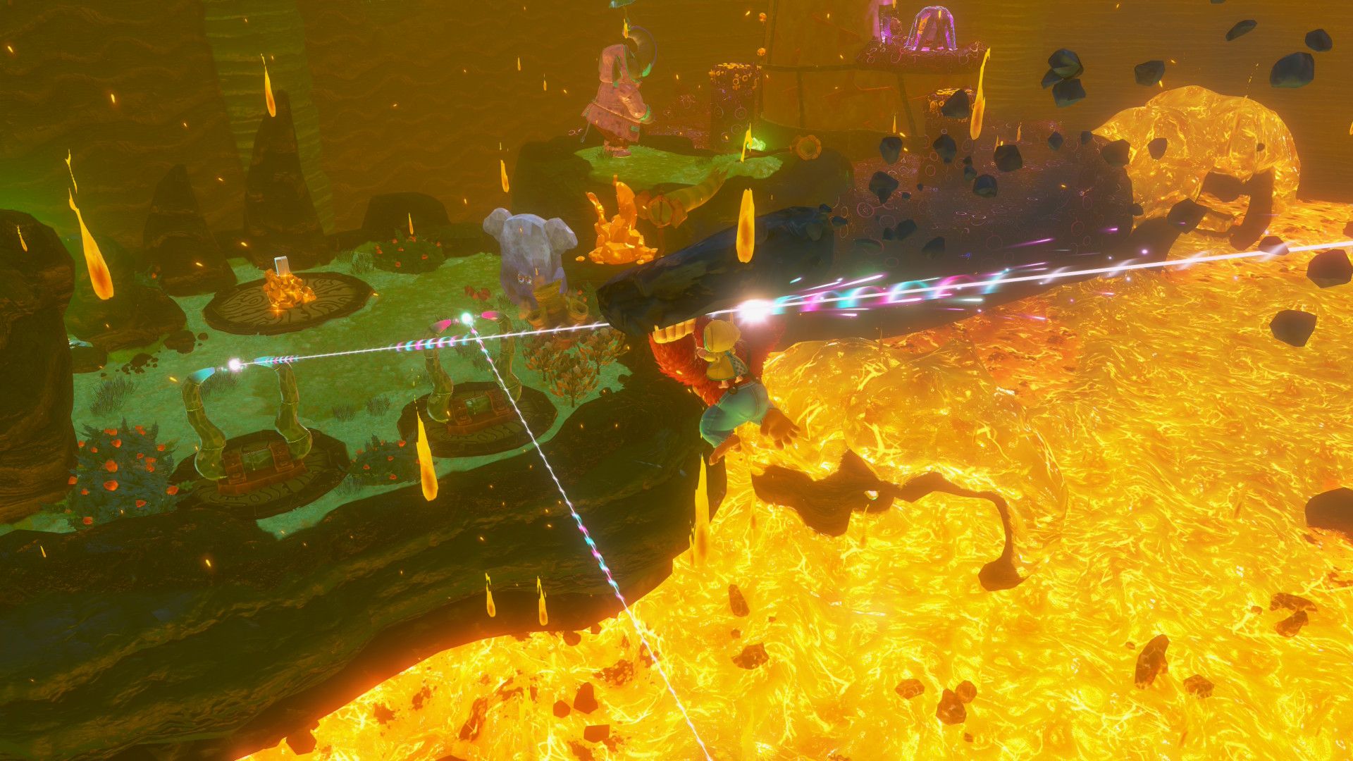 Using a zip line in Donkey Kong Bananza (2025)