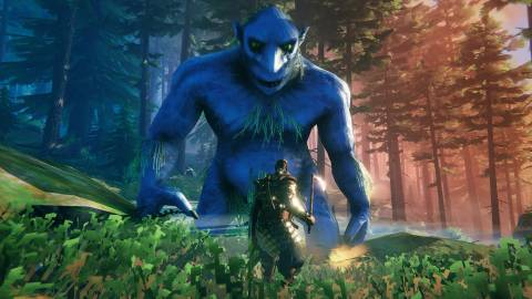 Valheim blue Troll in Black Forest screenshot