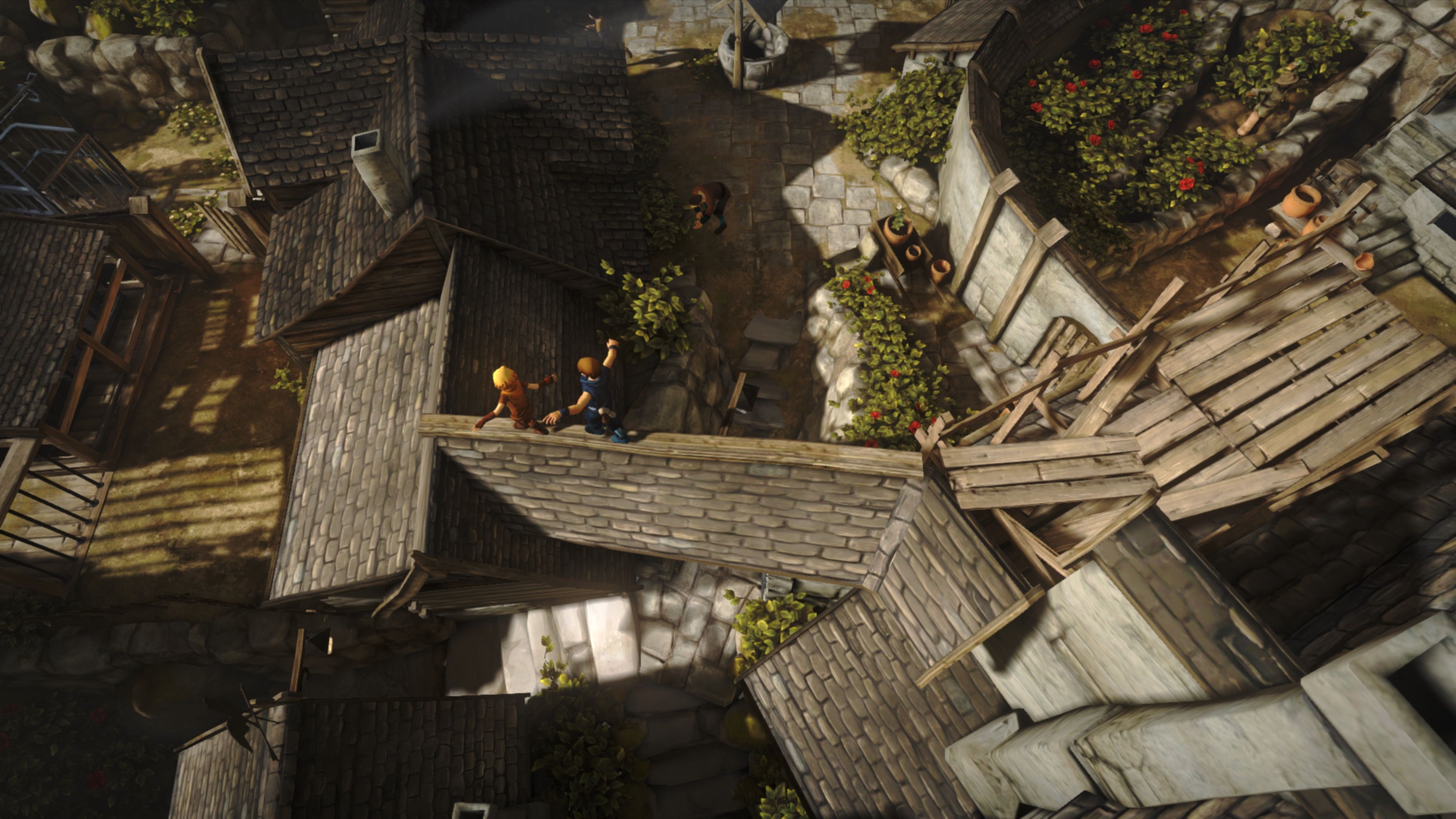 Walking on a roof in Brothers A Tale of Two Sons