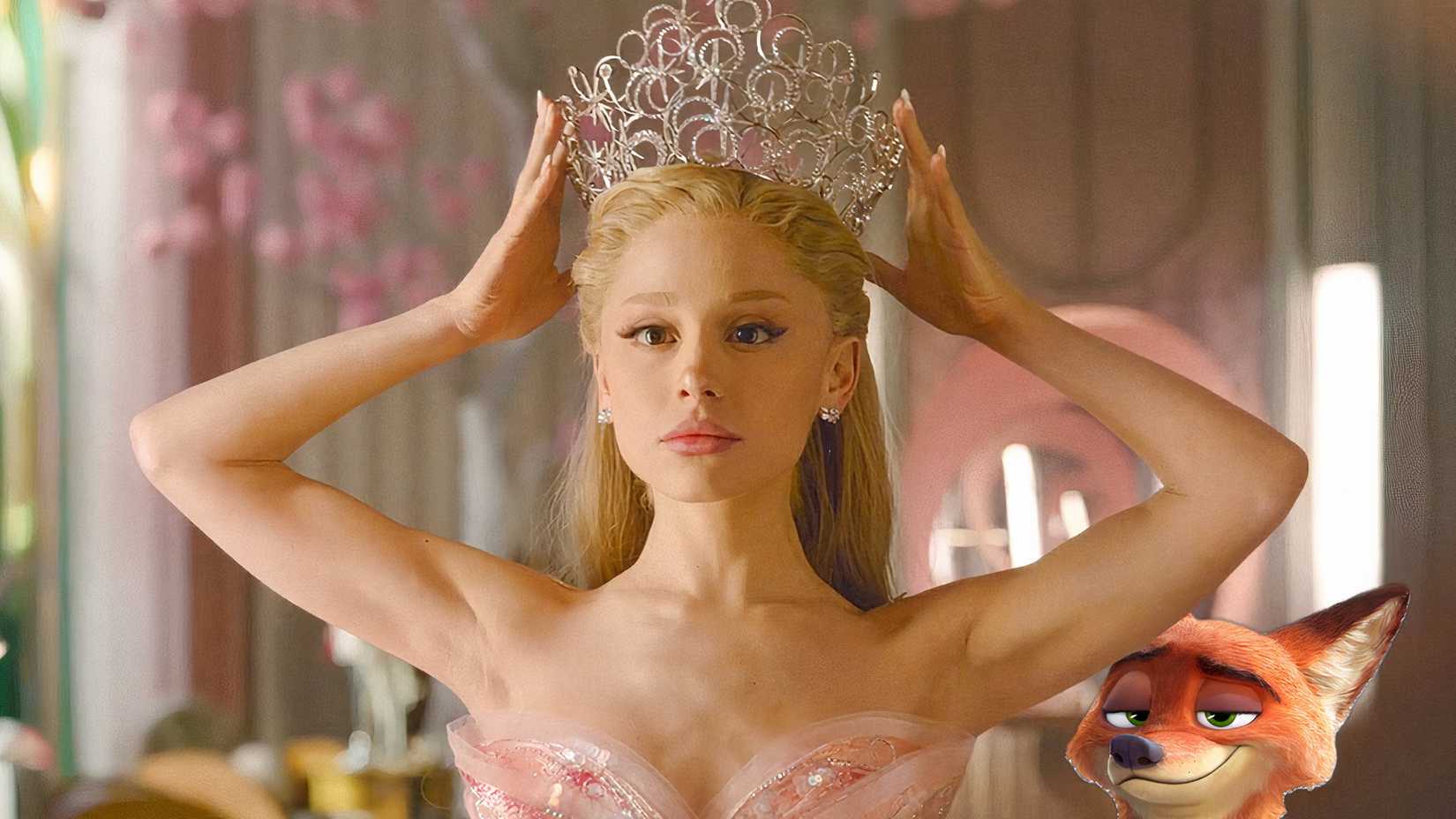 perversa de vez, glinda usando coroa com o nick da zootopia assistindo