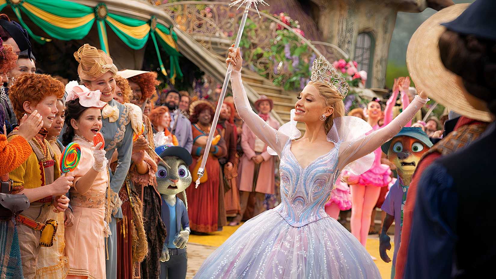 perversa para sempre, Glinda comemorando com Judy chocada e Nick de Zootopia