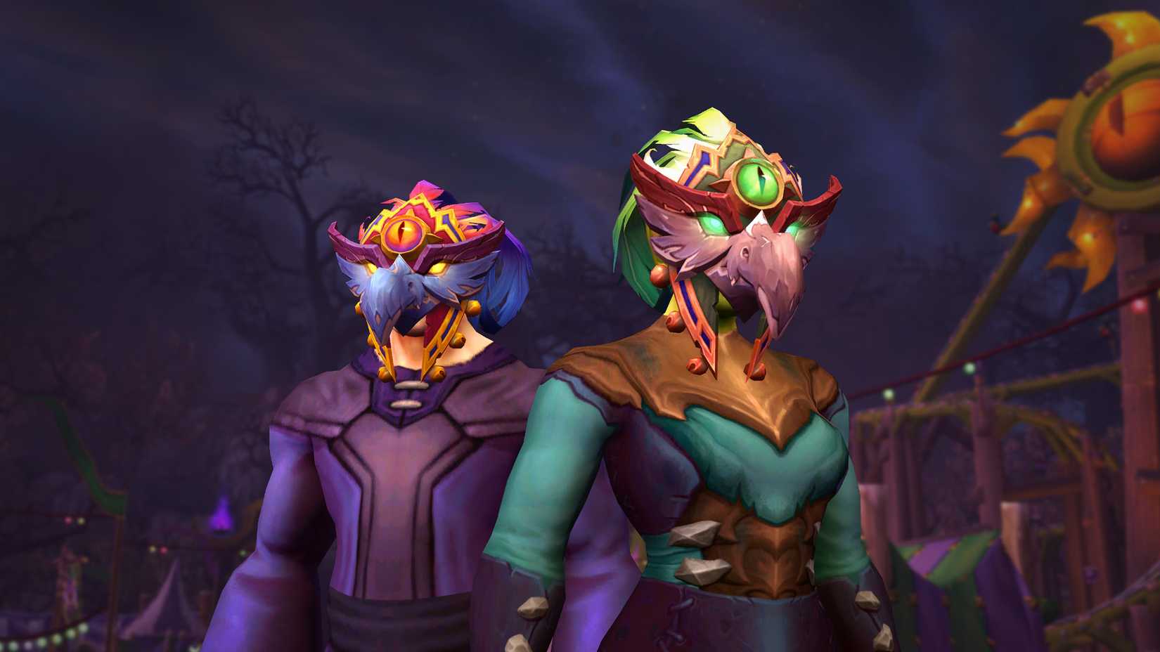 world of warcraft april trading post reward topsy turvy masks
