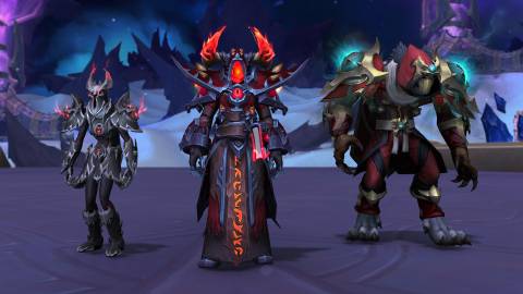 world of warcraft the war within season 3 pvp transmog sets death knight warlock rogue