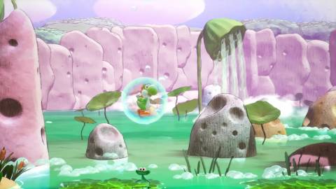 Yoshi in a bubble in Yoshi And The Mysterious Book