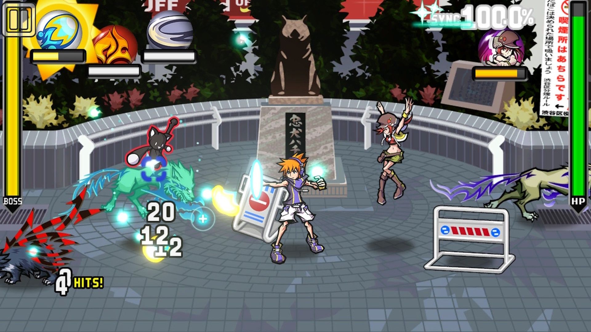 Zapping enemies in The World Ends With You (2018)