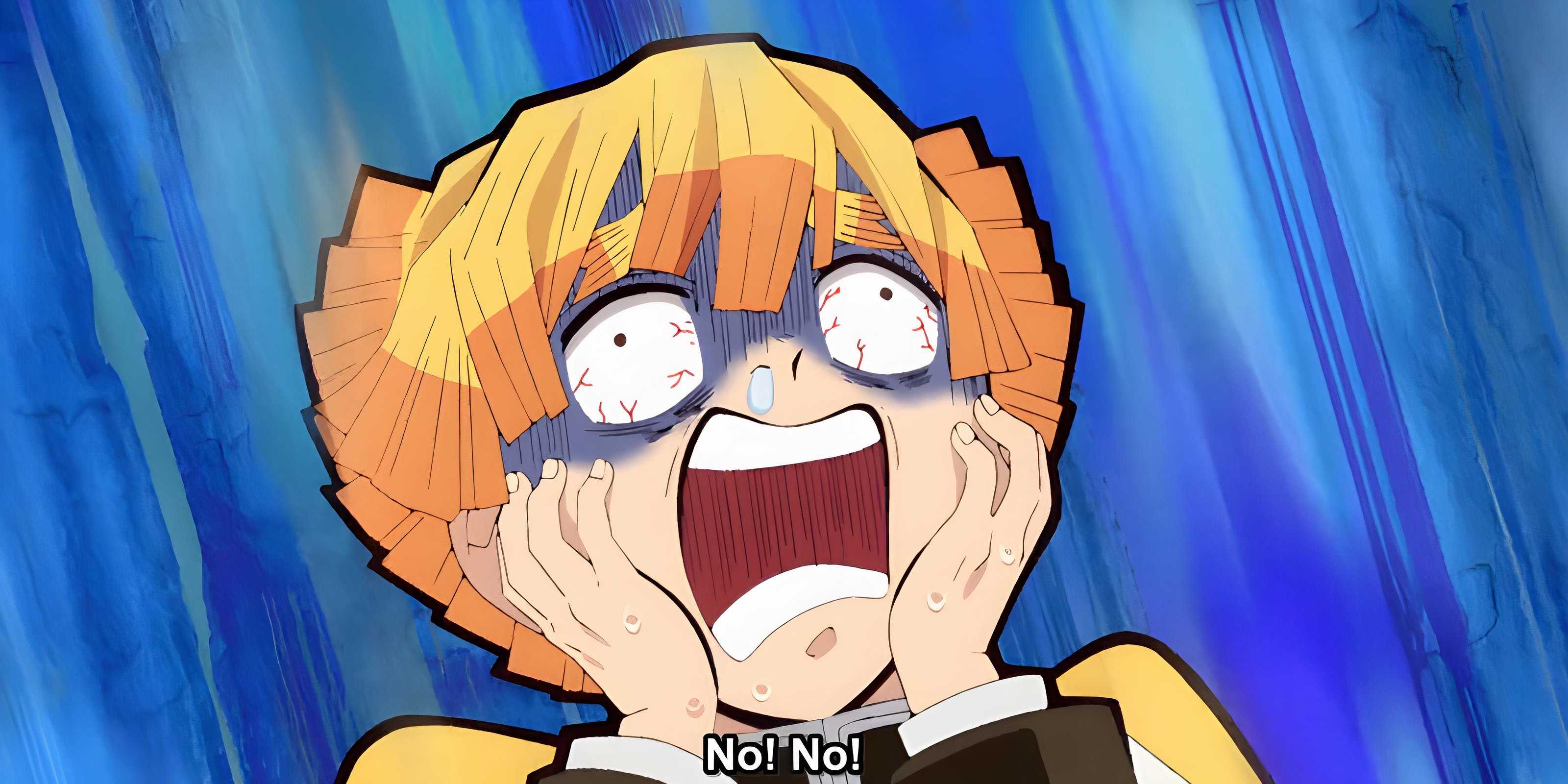 Zenitsu screams in terror.