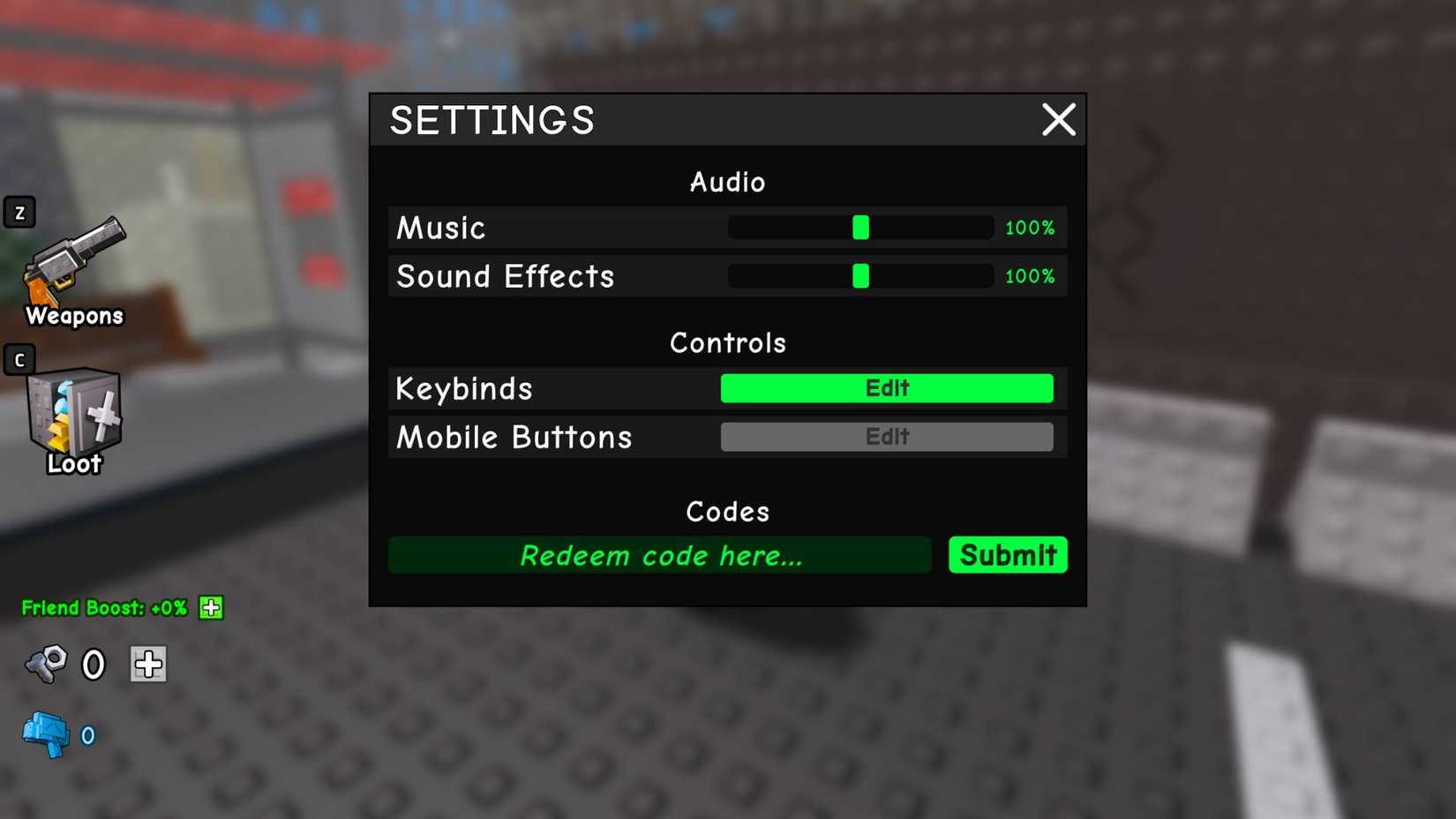 Zombie RNG the codes tab