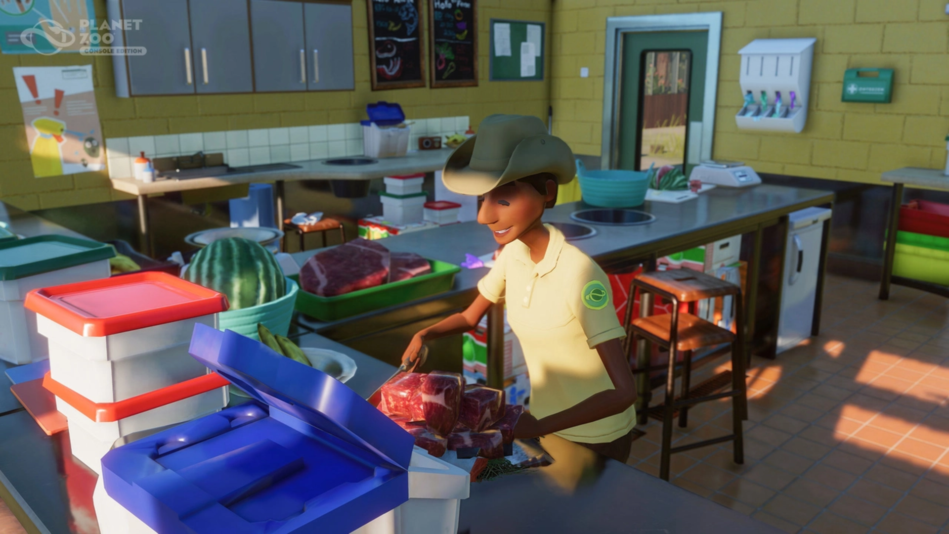 Planet Zoo prepping food
