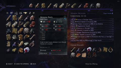 No Rest for the Wicked Corruption Menu