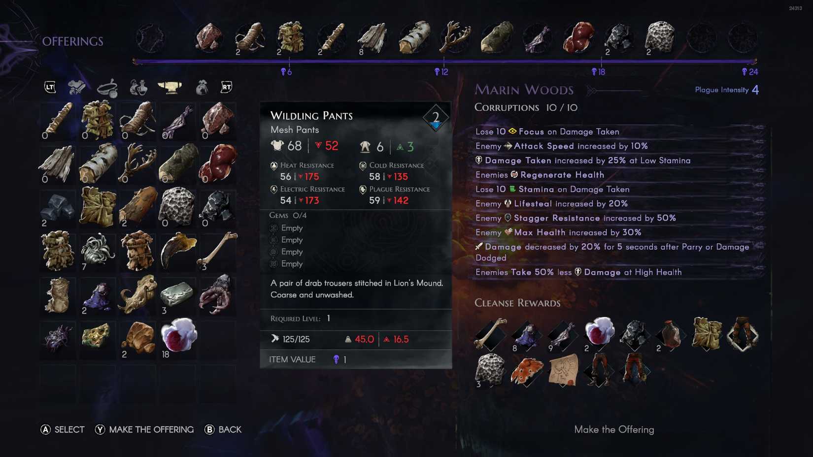 No Rest for the Wicked Corruption Menu