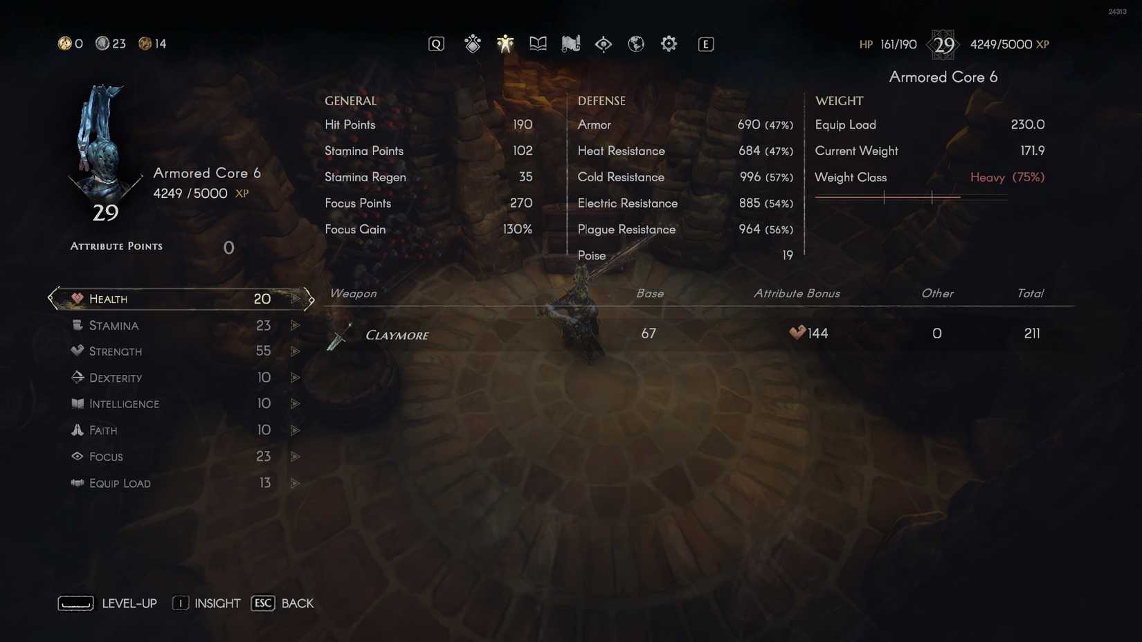 No Rest for the Wicked Warrior Build Stats