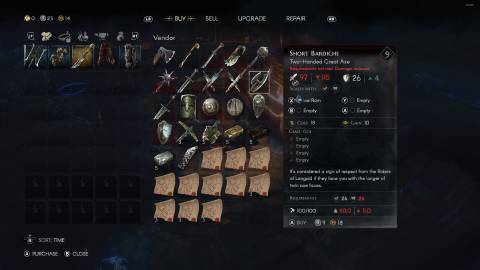 No Rest for the Wicked Short Bardiche vendor item