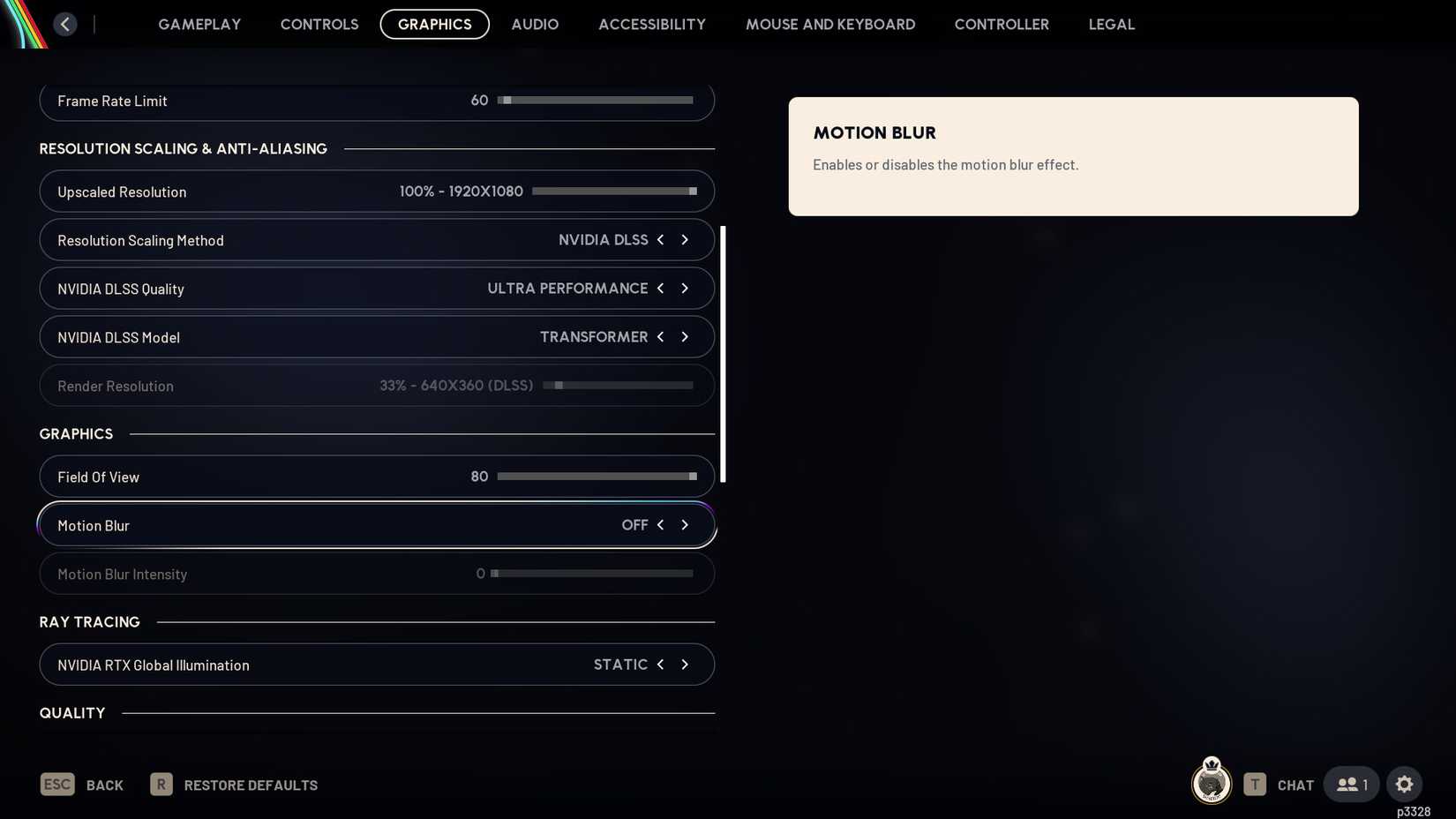 ARC Raiders motion blur off