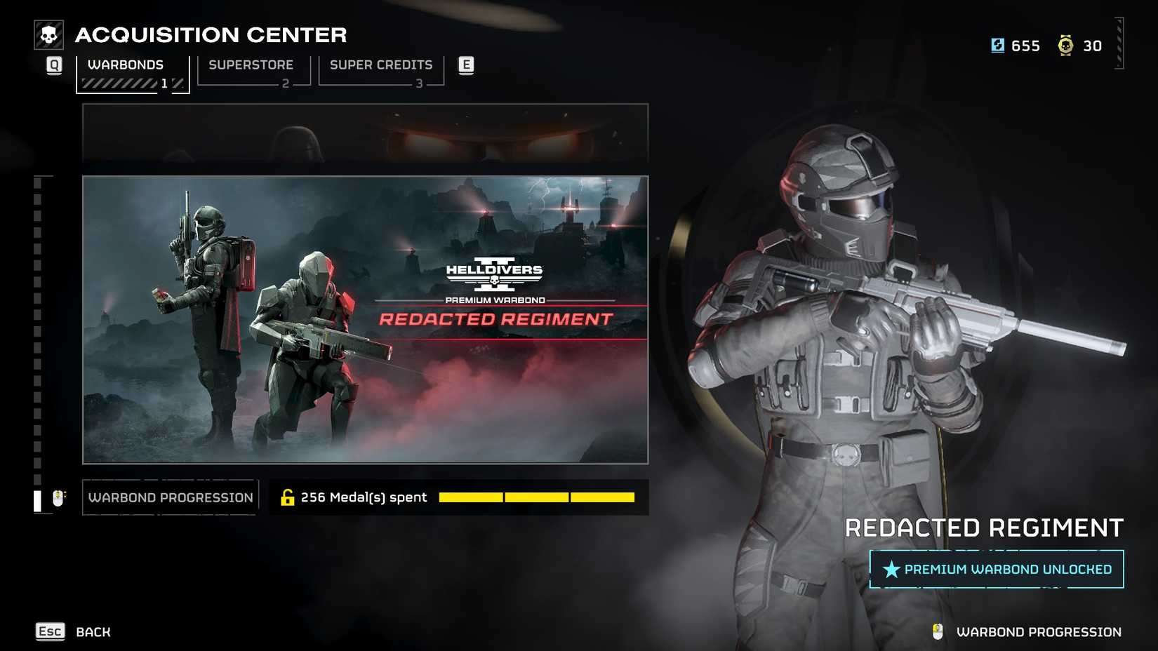 HD2 modified Warbond Regiment screen