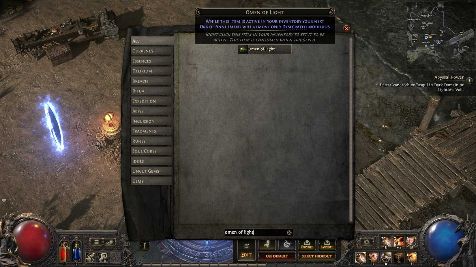 PoE2 Omen of Light description