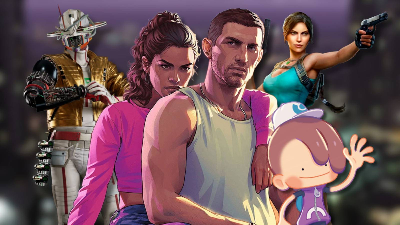 A collage of upcoming 2026 gamers should not preorder: Romeo is a Dead Man, Grand Theft Auto 6, Tomb Raider: Legacy of Atlantis and Pokemon Pokopia.