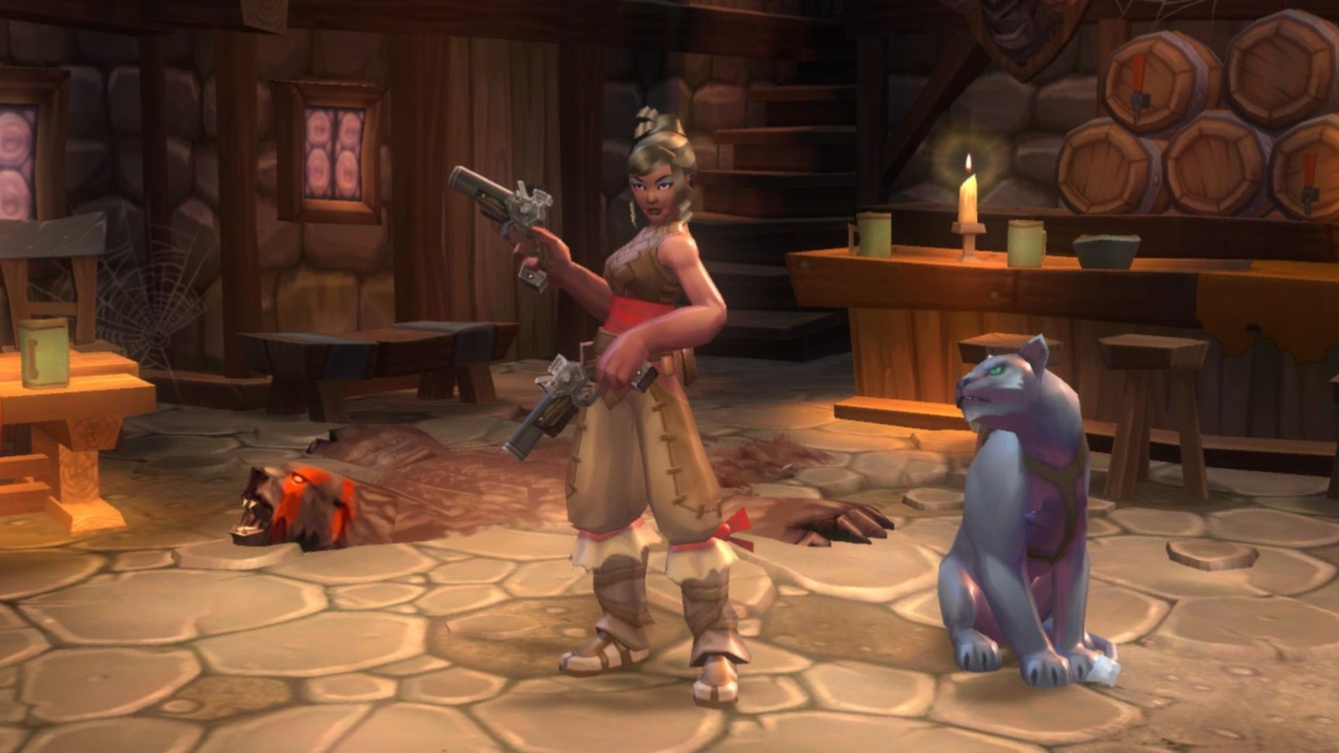 A gunner and her cat in Torchlight 2 (2012)