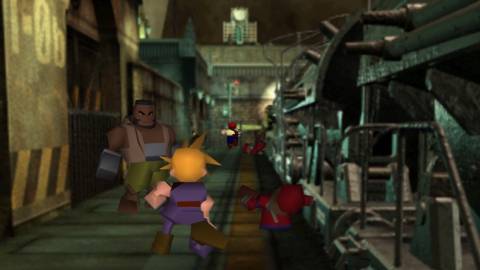 A scene featuring a trainyard in Final Fantasy 7 (1997)