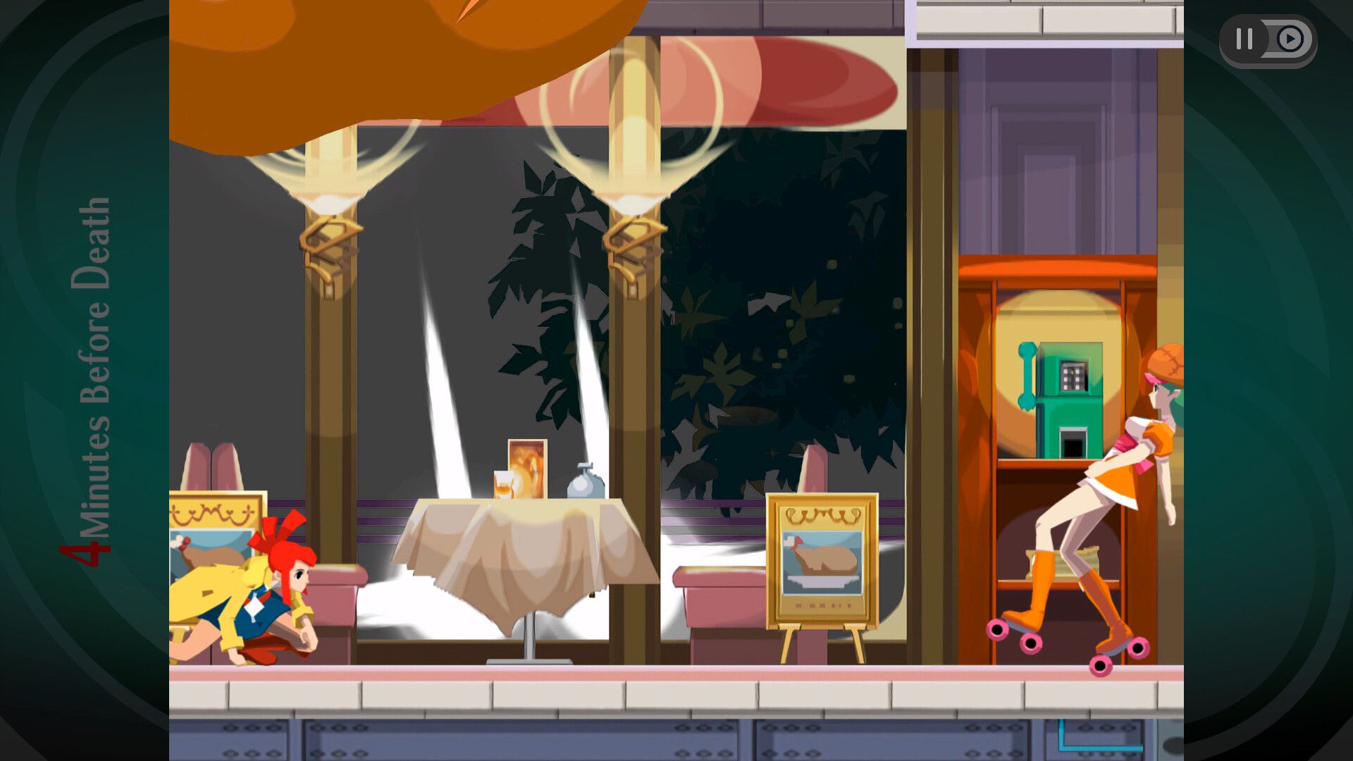 A scene featuring characters in a cafe in Ghost Trick Phantom Detective (2011)