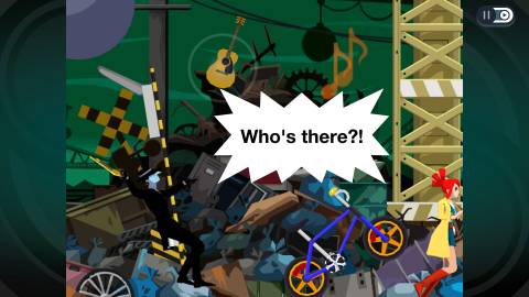 A scene featuring characters in a junkyard in Ghost Trick Phantom Detective (2011)