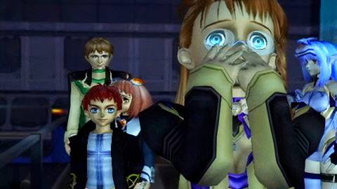 A scene featuring characters in Xenosaga (2003)