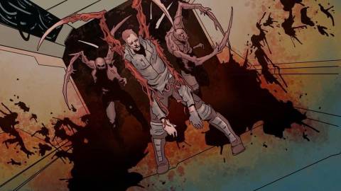 A scene featuring Necromorpghs in Dead Space Ignition (2010)