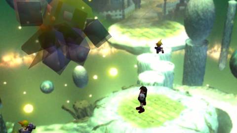 A scene featuring tifa inside cloud in Final Fantasy 7 (1997)