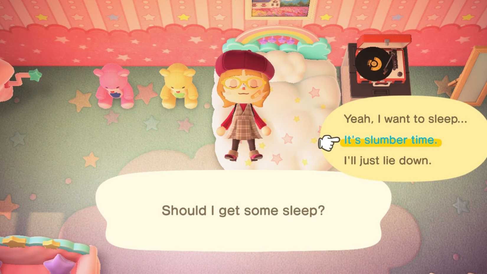 An Animal Crossing New Horizons player entering the Slumber Island dream