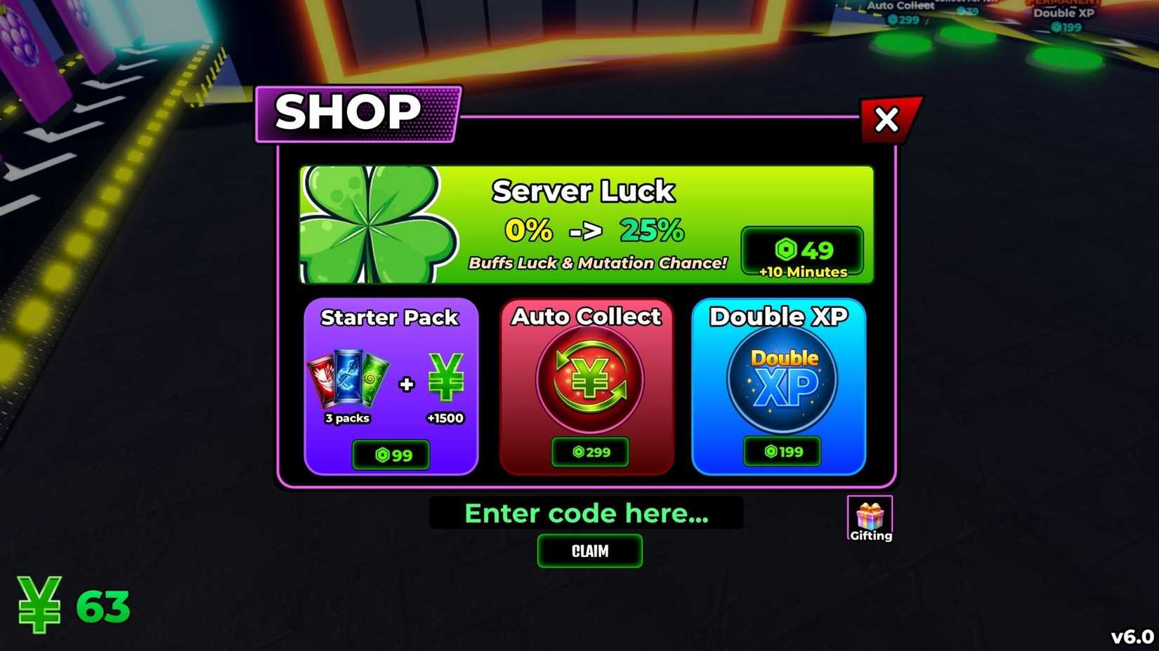 Anime Card Collection the codes tab