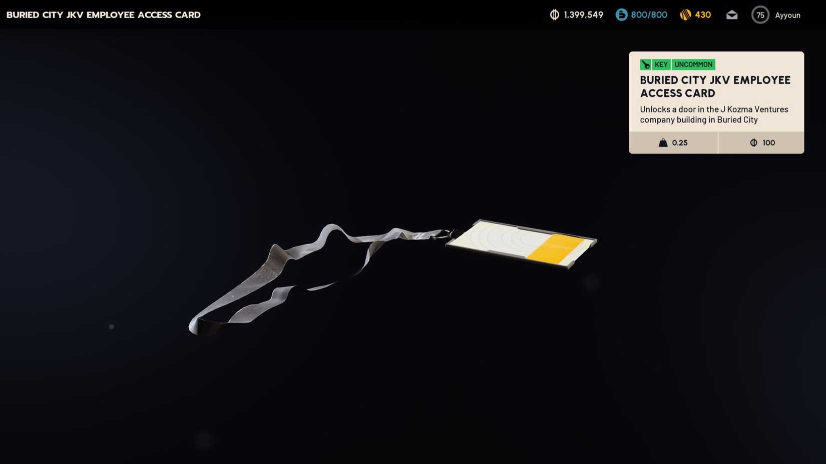 ARC Raiders Buried City JKV Employee Access Card