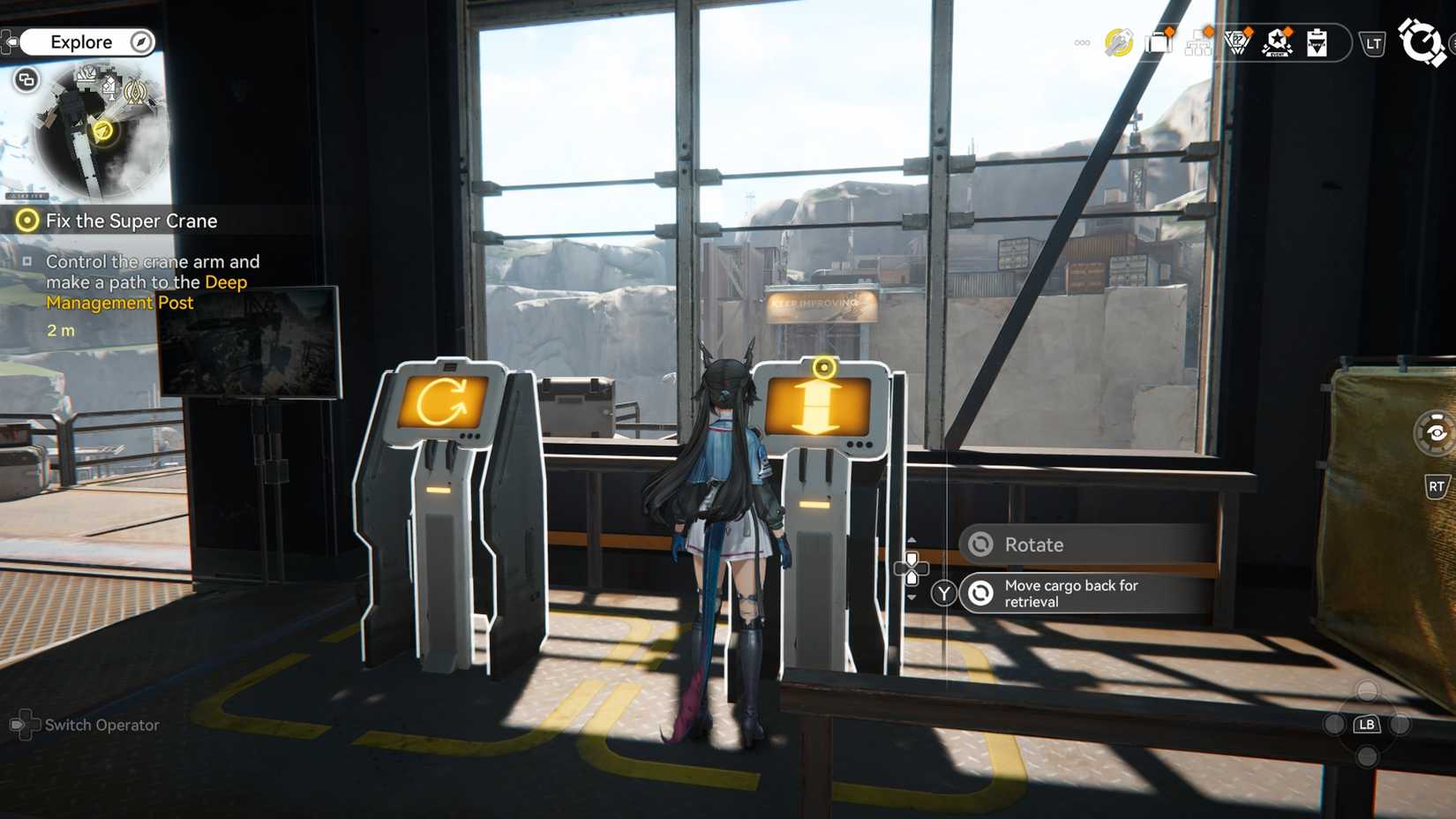 arknights-endfield-fix-the-super-crane-quest-walkthrough-guide-get-originium-circuitry-component-style - control the crane arm and make your way to the deep management site