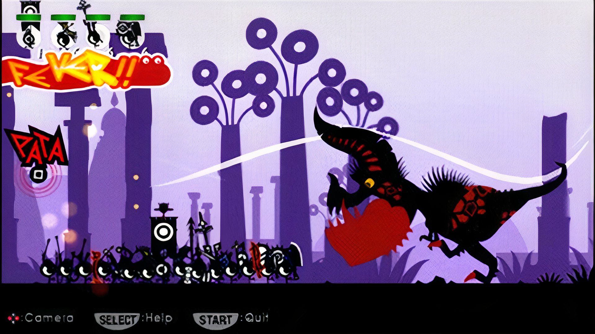Attacking a boss in Patapon (2008)