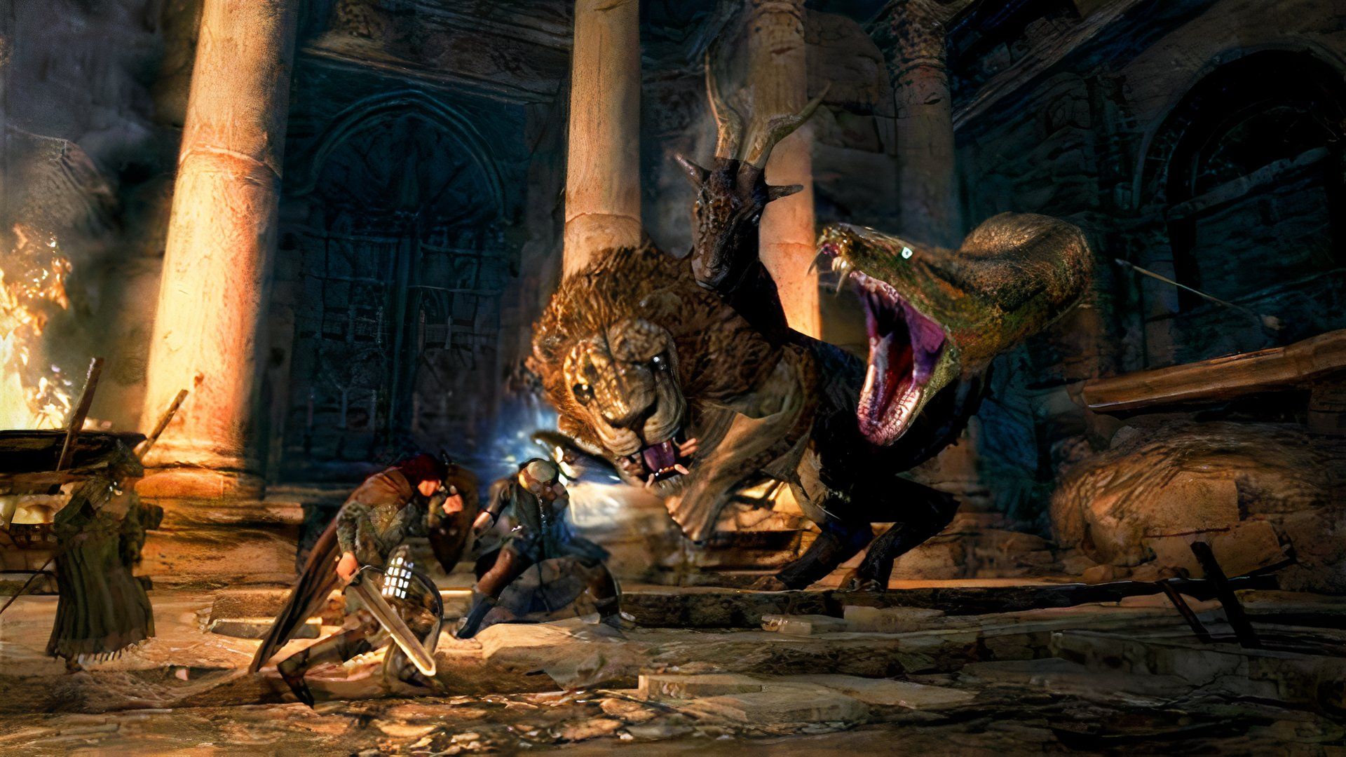 Attacking a chimera in Dragons Dogma (2012)-1