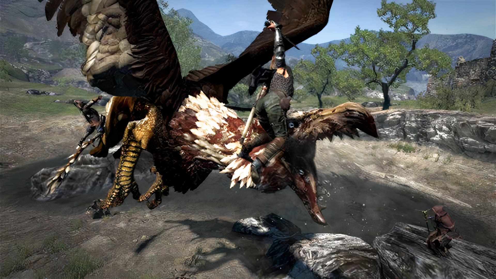 Attacking a griffon in Dragons Dogma (2012)-1